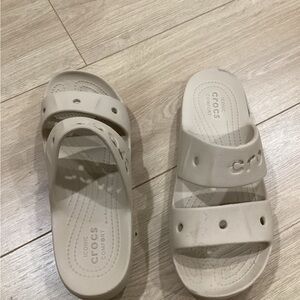 CROCS Women Dual-Strap Slide Sandals in Off-White/Cream
